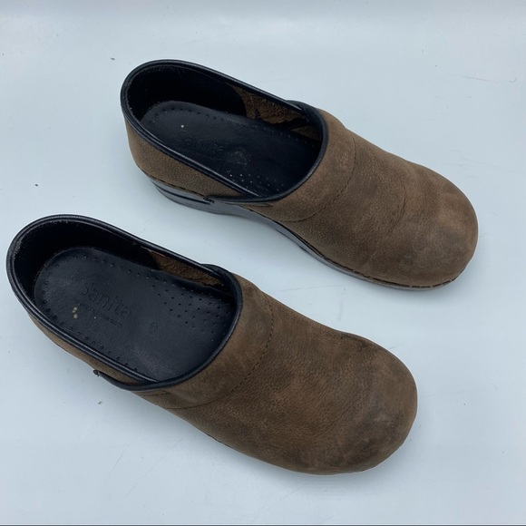 Sanita Brown Leather Clog Lisbeth Nursing Professional Slip On Size 40 - Picture 2 of 15